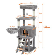 Pet Cat Tree House Condo Perch Entertainment Playground Stable Furniture for Kitten Multi-Level Tower for Large Cat Cozy Hommock