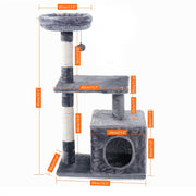 180CM Multi-Level Cat Tree For Cats With Cozy Perches Stable Cat Climbing Frame Cat Scratch Board Toys Gray & Beige