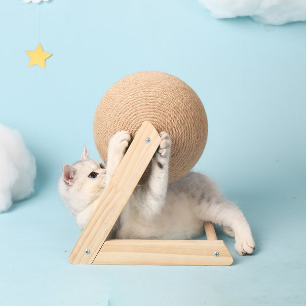 Cat Scratching Ball Wood Stand Pet Furniture Sisal Rope Ball Toy Kitten Climbing Scratcher Grinding Paws Scraper Toys For Cats