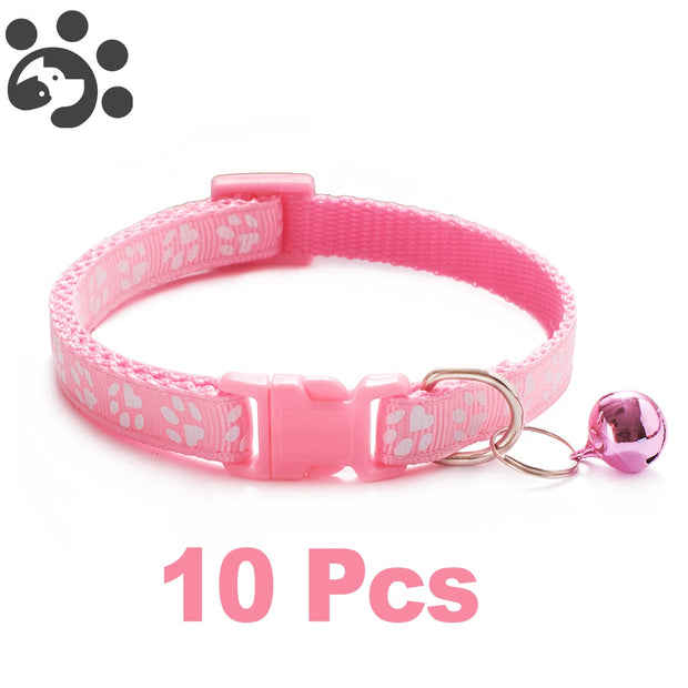 10Pcs Wholesale With Bell Collars Delicate Safety Casual Nylon Dog Collar Neck Strap Fashion Adjustable Bell Pet Cat Dog Collar