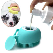 Pet Bath Massage Soupy Brush, Pet Grooming Bath Massage Brush with Soap and Shampoo Dispenser, Soft Silicone Bristle for Long Short Haired Dogs Shower - Preppypetslife
