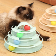 4 Levels Turnable Toys for cats accessories Tower Tracks with balls cat toy Interactive Intelligence Training with fun cat stick