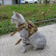 Tactical Cat Harness Small Dog Collar Adjustable 600D Nylon Pet Traction Kitten Escape Proof Cat Vest Pet Cat Harness Belt