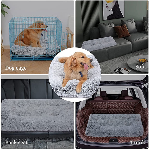 Plus Size Plush Dog Bed, Crate Pet Bed Kennel Pad, Soft Plush Washable, Comfortable Dog Bed, Suitable for Medium & Large Dogs - Preppypetslife