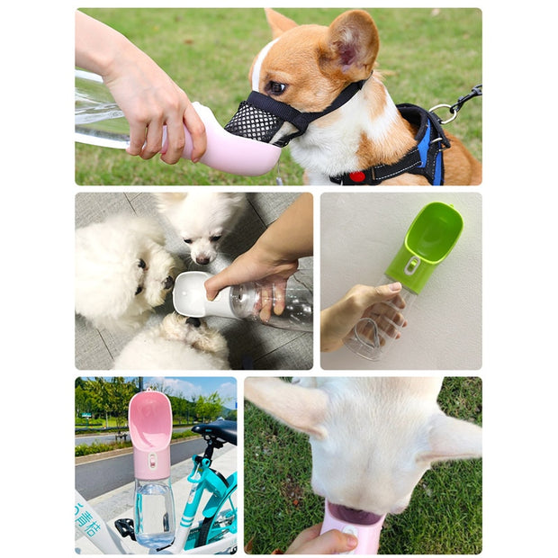 Pet Dog Water Bottle, Leak Proof Portable Puppy Water Dispenser with Drinking Feeder for Pets Outdoor Walking, Hiking, Travel, Food Grade Plastic - Preppypetslife